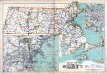 Massachusetts State Map and Boston Insert, Malden 1897 Published by Walker